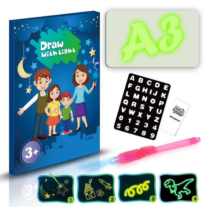 Educational Toy Drawing Pad 3D Magic 8 Light Effects Puzzle Board Sketchpad English A3 / L