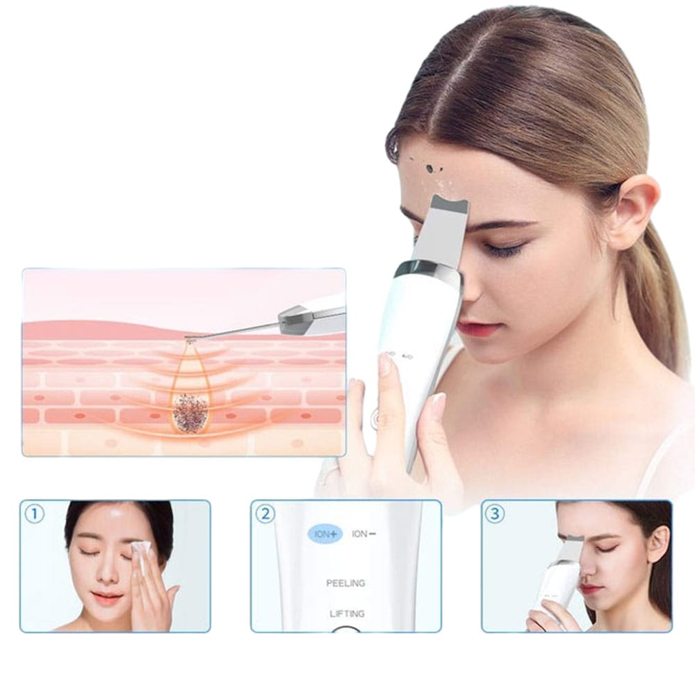Electric Ultrasonic Skin Scrubber Face Spatula Home Facial Cleaner Handheld Mini Derma Galvanica Tightening Machine USB