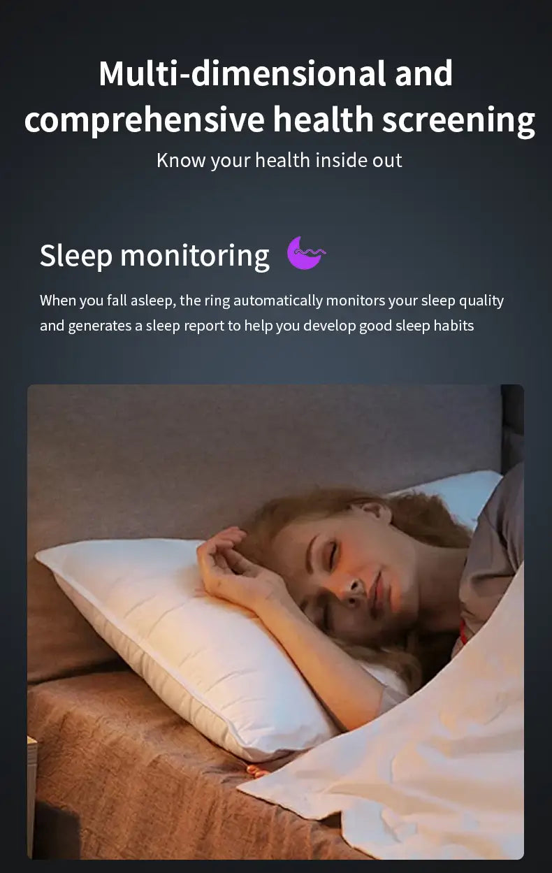 Smart Ring Health Tracker Fitness Sleep Heart Rate Blood Oxygen For Men And Women,IP68 Waterproof Level Bluetooth Rings