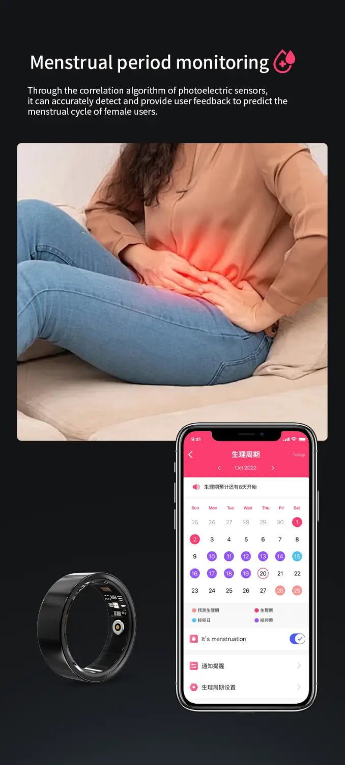 Smart Ring Health Tracker Fitness Sleep Heart Rate Blood Oxygen For Men And Women,IP68 Waterproof Level Bluetooth Rings