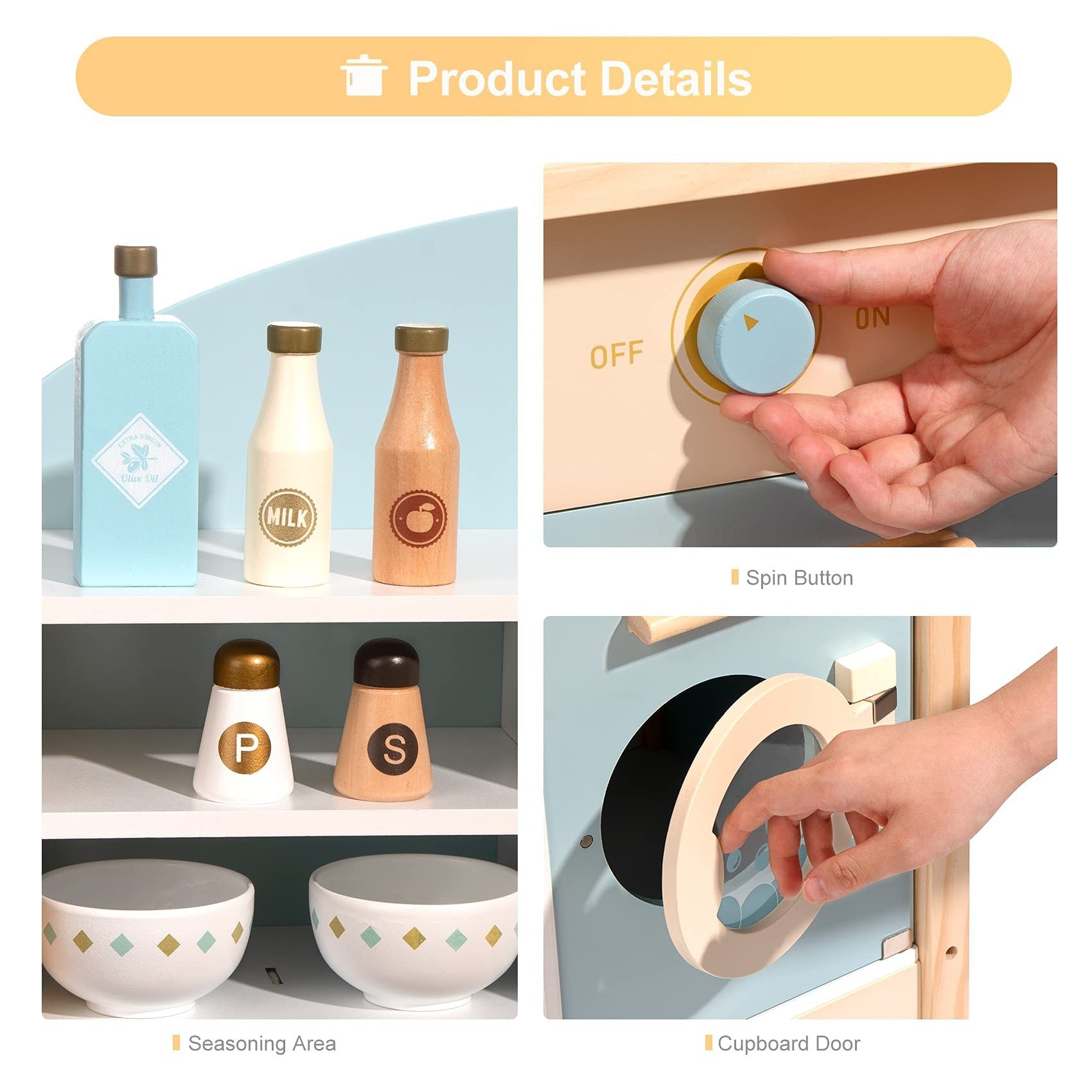 ROBOTIME DIY Pretend Play Kitchen Cooking Toy Set Gift For Boys And Girls WCF14