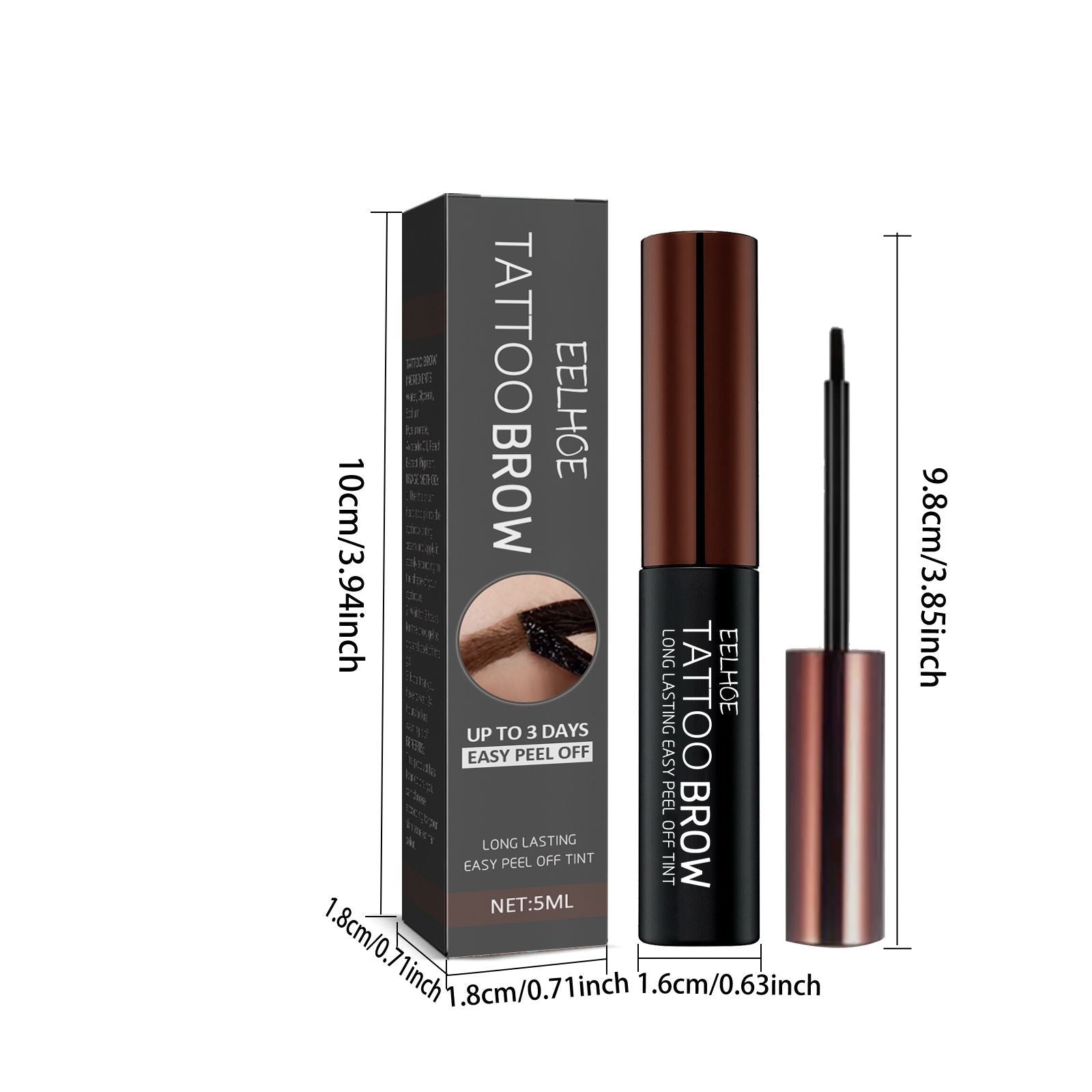 EELHOE Peel off Eyebrow Dye Gel Waterproof Sweat proof Smudge resistant For Creating Natural 3D Volumetric Brows Tattoo
