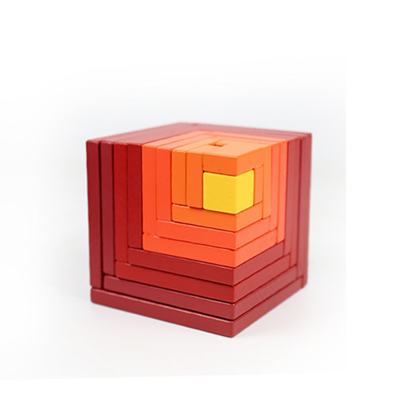Jigsaw Puzzle Large 12 piece Arch Bridge Rainbow Building Blocks Early Childhood Education Toys Red Cube