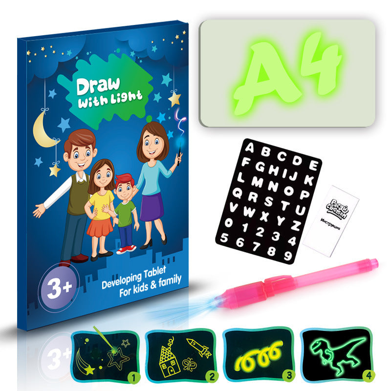 Educational Toy Drawing Pad 3D Magic 8 Light Effects Puzzle Board Sketchpad Russian A4 / M
