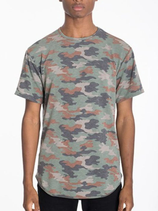 WEIV Men's Camo Elongate Scallop T-shirts