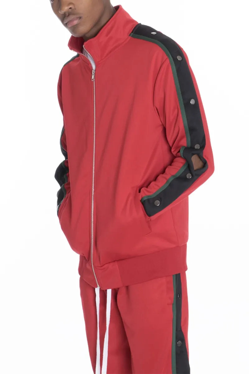 WEIV Men’s Zip Up Jacket with Side Snap Sleeve RED / S