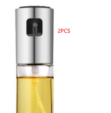 BBQ Healthy Kitchen Cooking Oil Vinegar Spray Bottle Push Type BottlePump Tank Leakproof Sprayer Tools Gadgets Silver