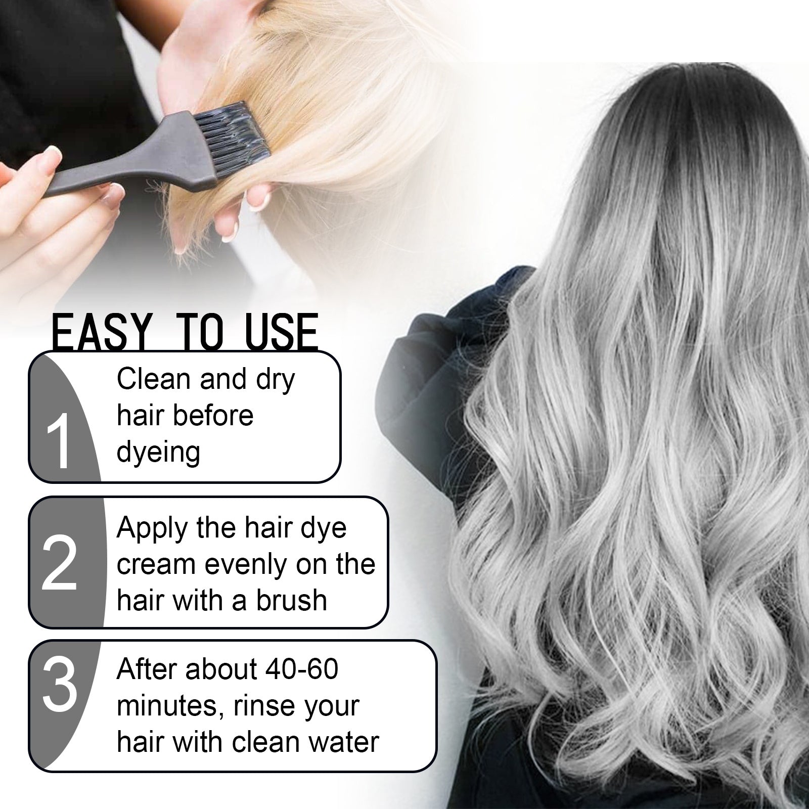 EELHOE Gray Hair Cream Natural Color Long Lasting No Damage Easy To Clean Tide Hairdresser 1pcs