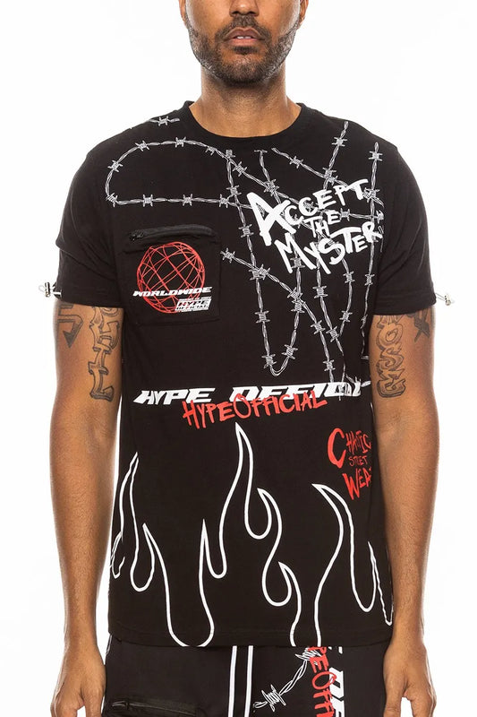 WEIV Men's Full Size Hype Official Print T-shirt Plus Size
