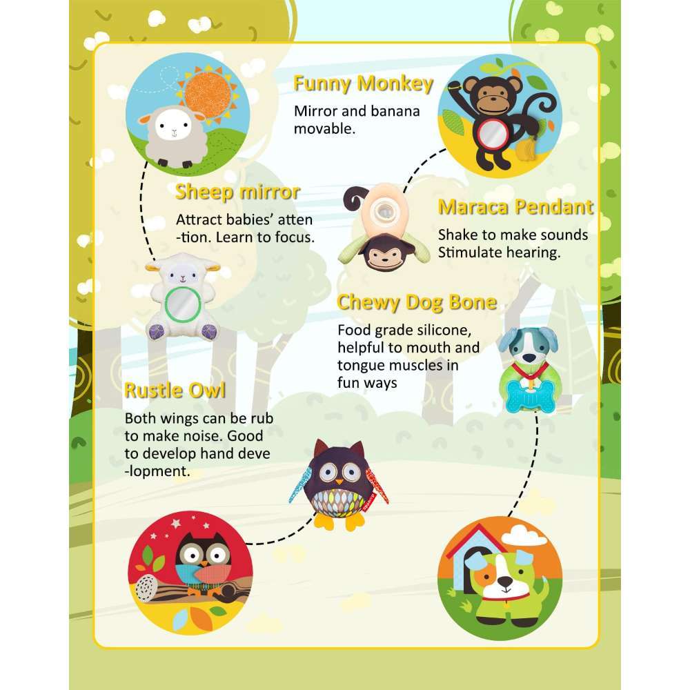Keeygo Baby Play Mat Zoo Theme Sensory Infant Toys Keep Occupied Toddler Activity Gym Develop Neck Strength For Babies
