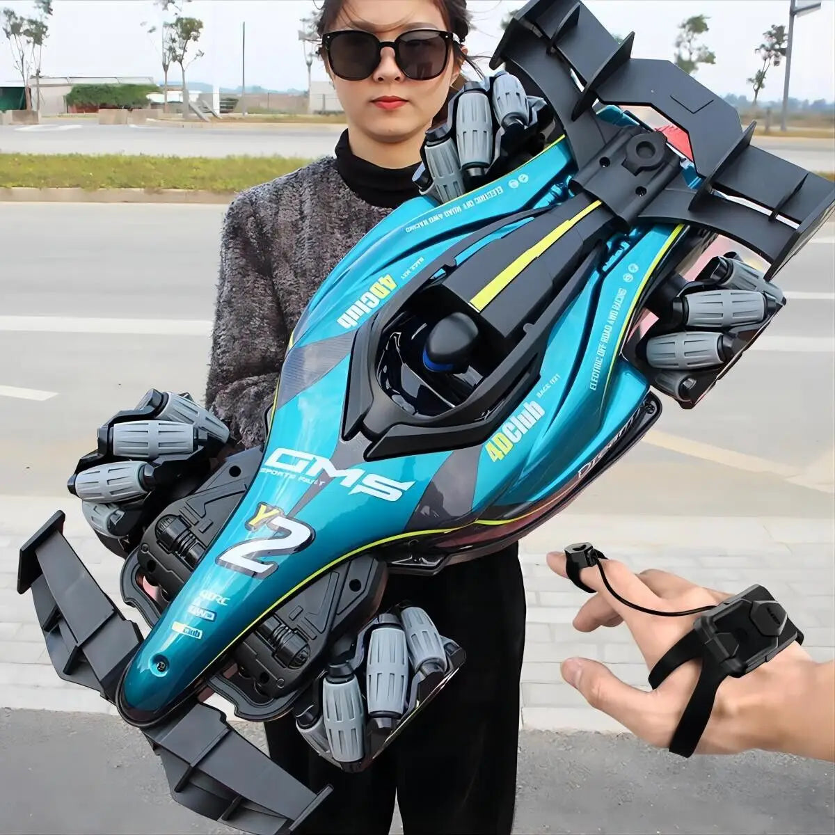 Blue Black Drone RC Toy with Hand Remote Control Vehicle