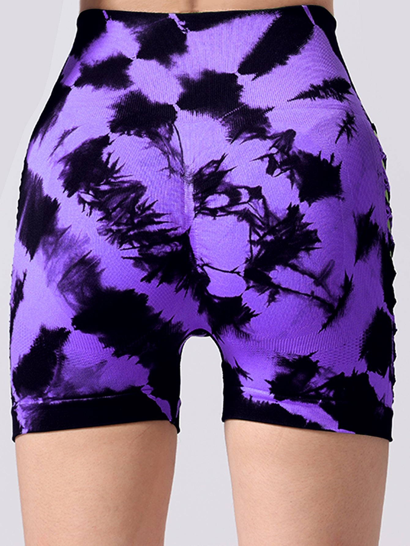 Women’s Tie dye Side Bow Hollow High Waist Hip Lifting Sports Fitness Yoga Shorts For Women Dye Workout Gym Scrunch