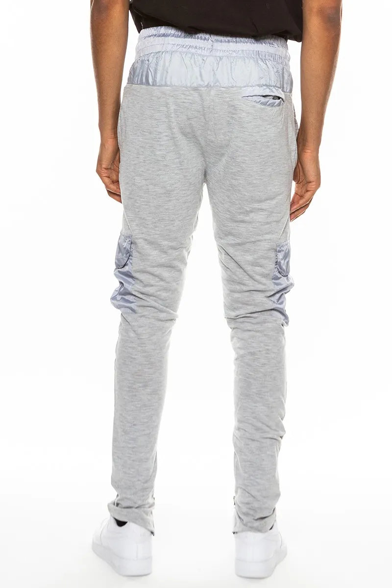 WEIV Men’s Full Size Heathered Cotton Blend Joggers Plus