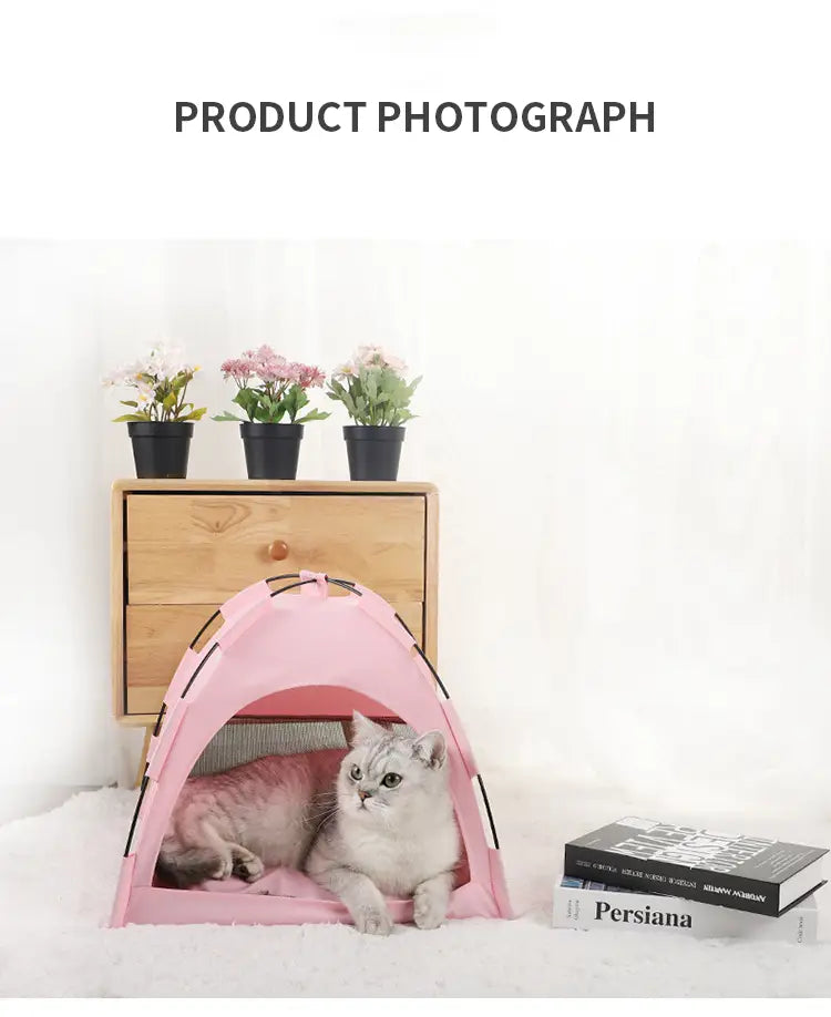 Cat Tent Cooling Mat Dog House Pet Sofa Camping Bed With Cushion For Kennel Indoor Nest Pets Products
