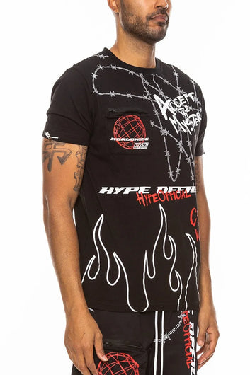 WEIV Men's Full Size Hype Official Print T-shirt Plus Size