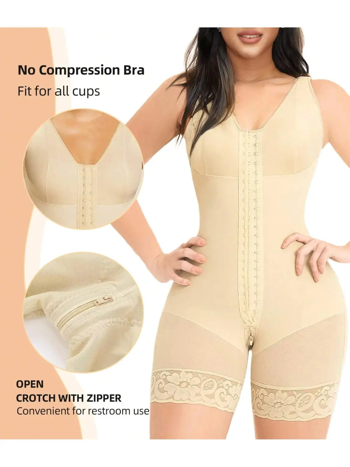 Fajas Colombianas Women’s Shapewear Full Body Sculpting After Abdominal Control Hip Lifter With Zipper Crotch Fitness
