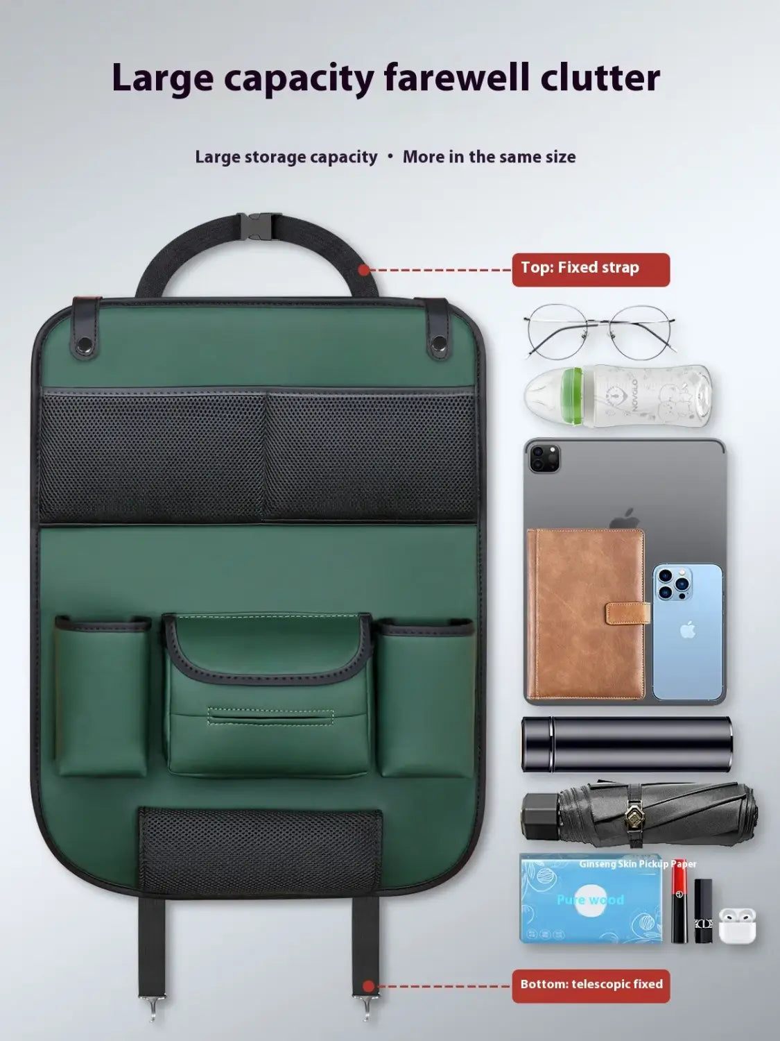 CAR SEATBACK ORGANIZER WITH FOLDABLE TABLE TRAY