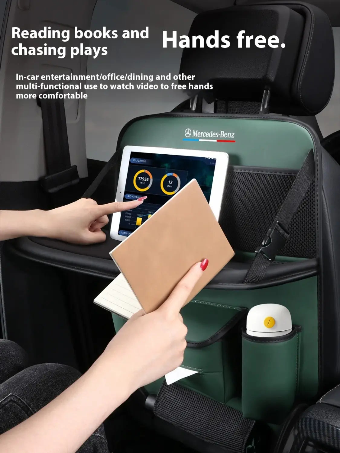 CAR SEATBACK ORGANIZER WITH FOLDABLE TABLE TRAY