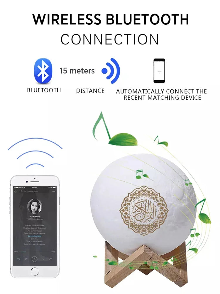 Quran & Moonlight Speaker with Colorful Touch LED