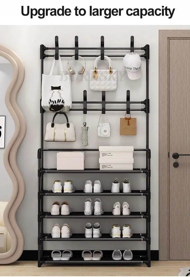 Multi Layer Shoe Rack Coat Storage & DIY Clothes Hanger
