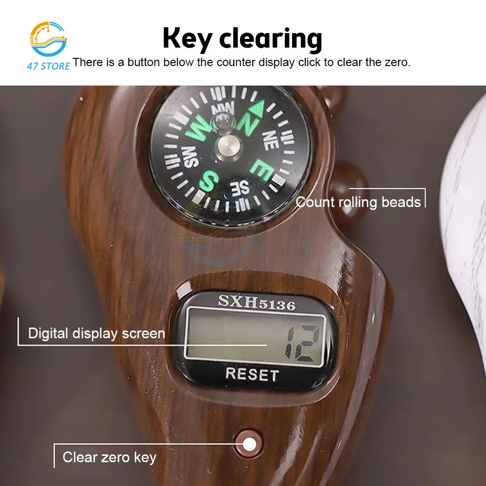 Electronic Digital Tally Counter with Compass Tassel Finger