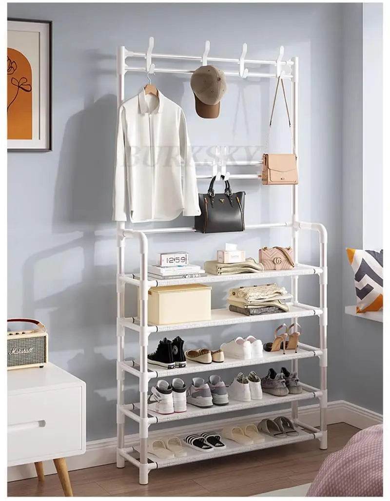 Multi Layer Shoe Rack Coat Storage & DIY Clothes Hanger