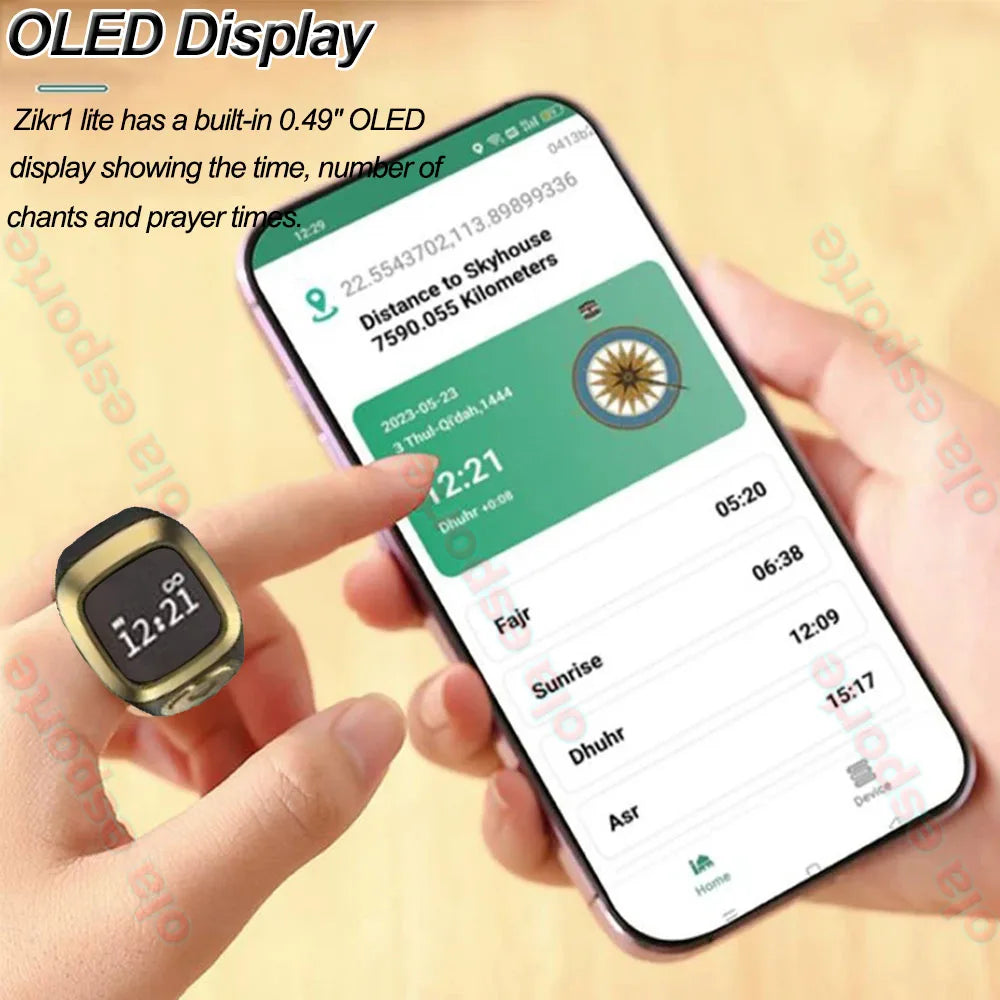Equantu Qibla Ring Tasbih Counter Prayer Reminder
