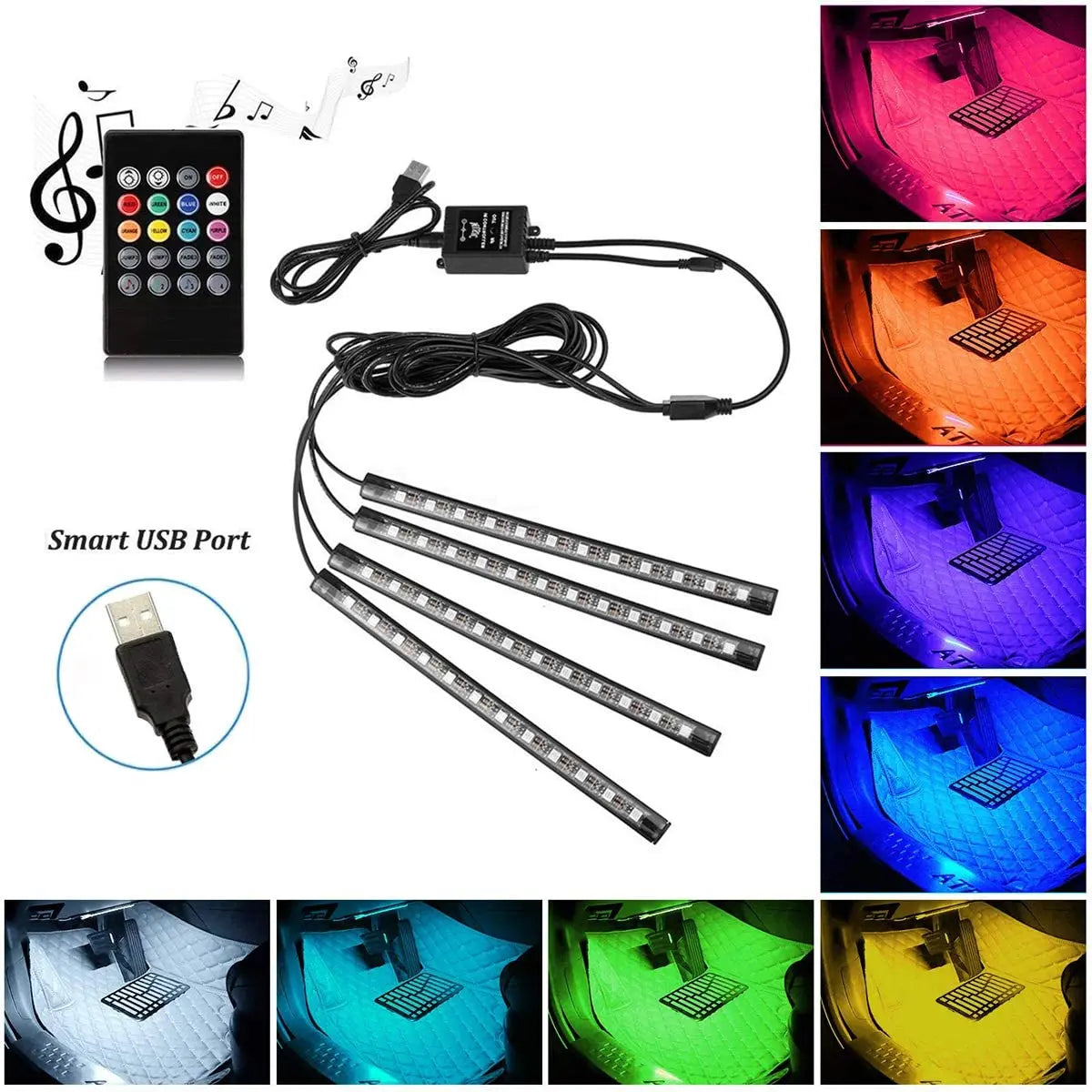 Neon LED Car Interior Light with Music Control Function