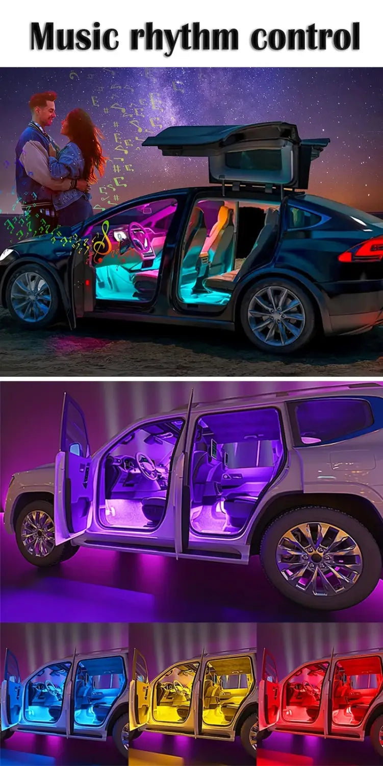 Neon LED Car Interior Light with Music Control Function