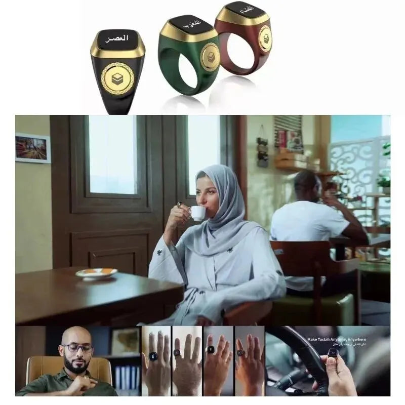Equantu Qibla Ring Tasbih Counter Prayer Reminder