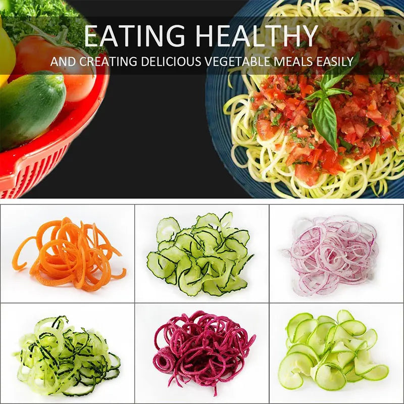 4 IN 1 Vegetable Spiralizer & Noodle Maker with Suction Cup Cutter Slicer