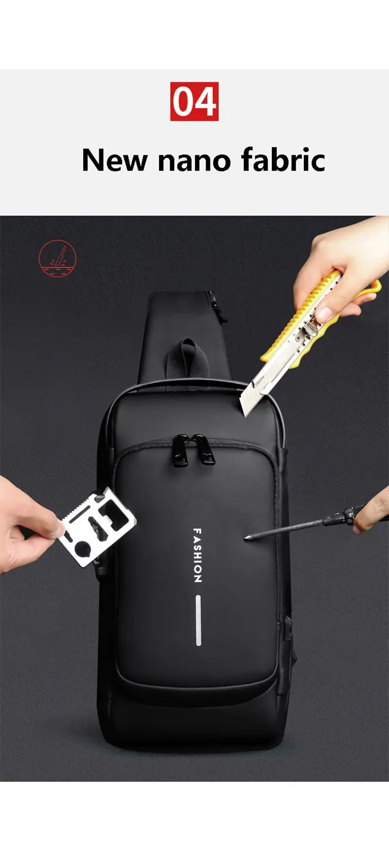 Multifunction Anti Theft USB Messenger Cross Body Travel Sling Chest Bags