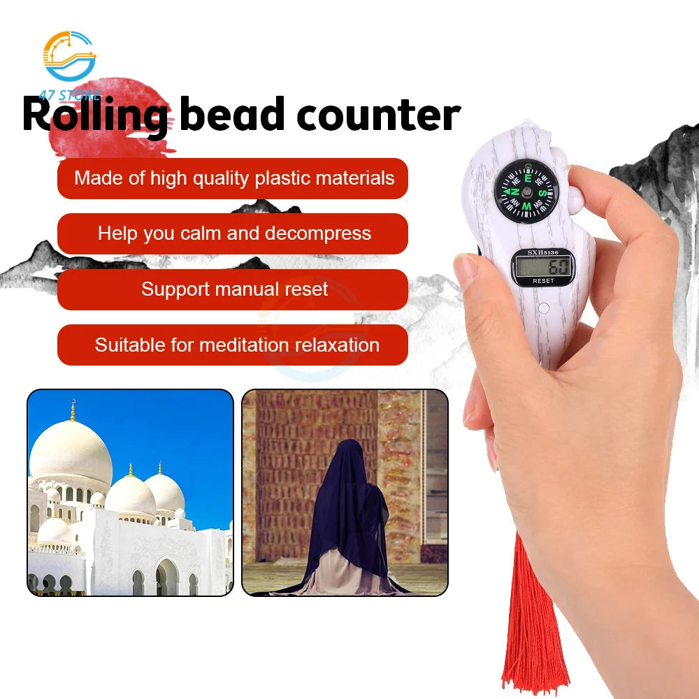 Electronic Digital Tally Counter with Compass Tassel Finger