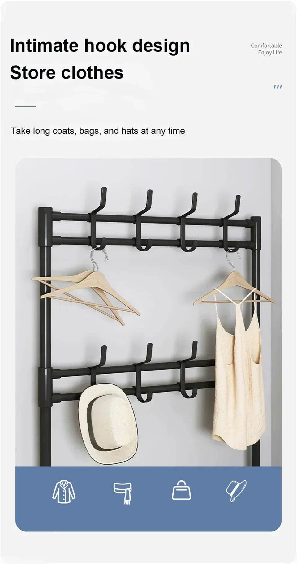 Multi Layer Shoe Rack Coat Storage & DIY Clothes Hanger