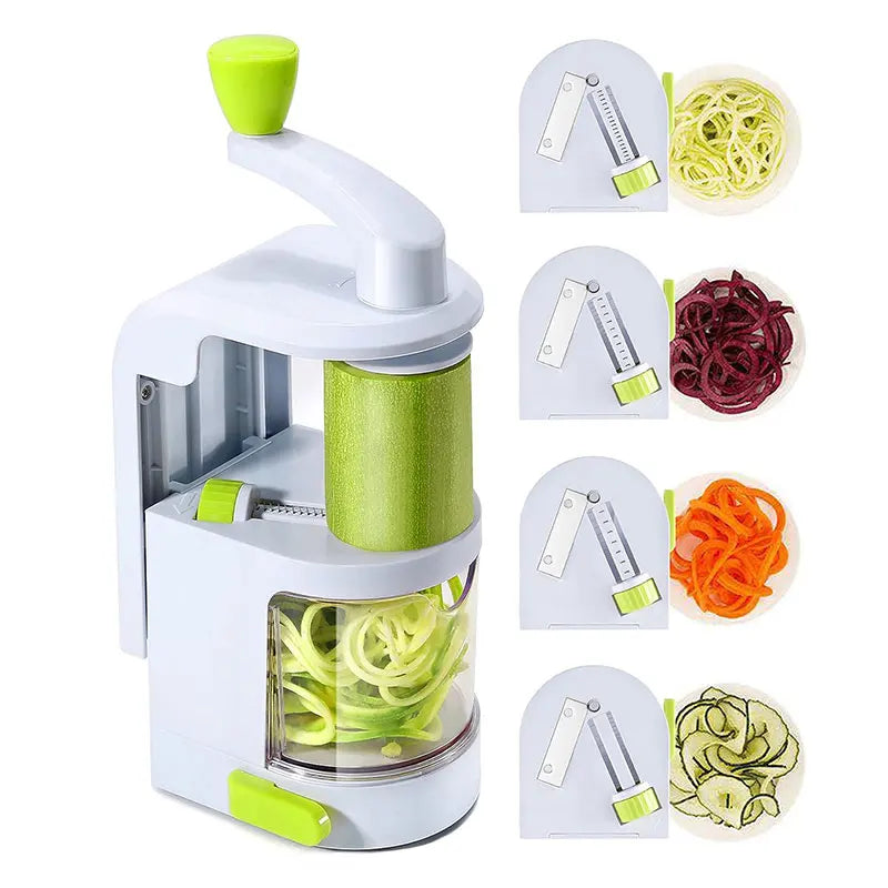 4 IN 1 Vegetable Spiralizer & Noodle Maker with Suction Cup Cutter Slicer