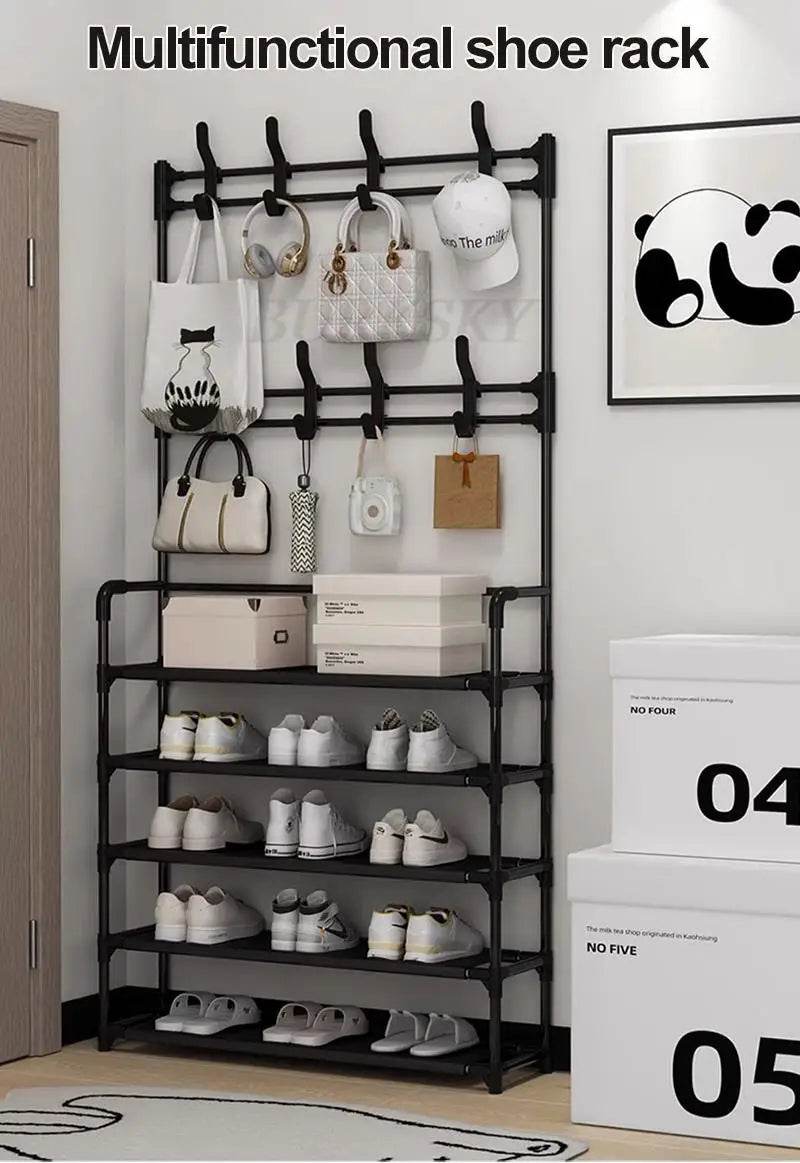 Multi Layer Shoe Rack Coat Storage & DIY Clothes Hanger