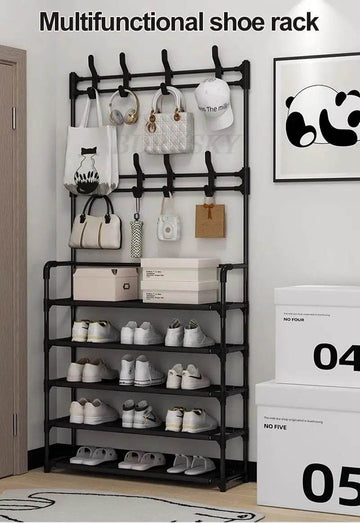 Multi Layer Shoe Rack Coat Storage & DIY Clothes Hanger
