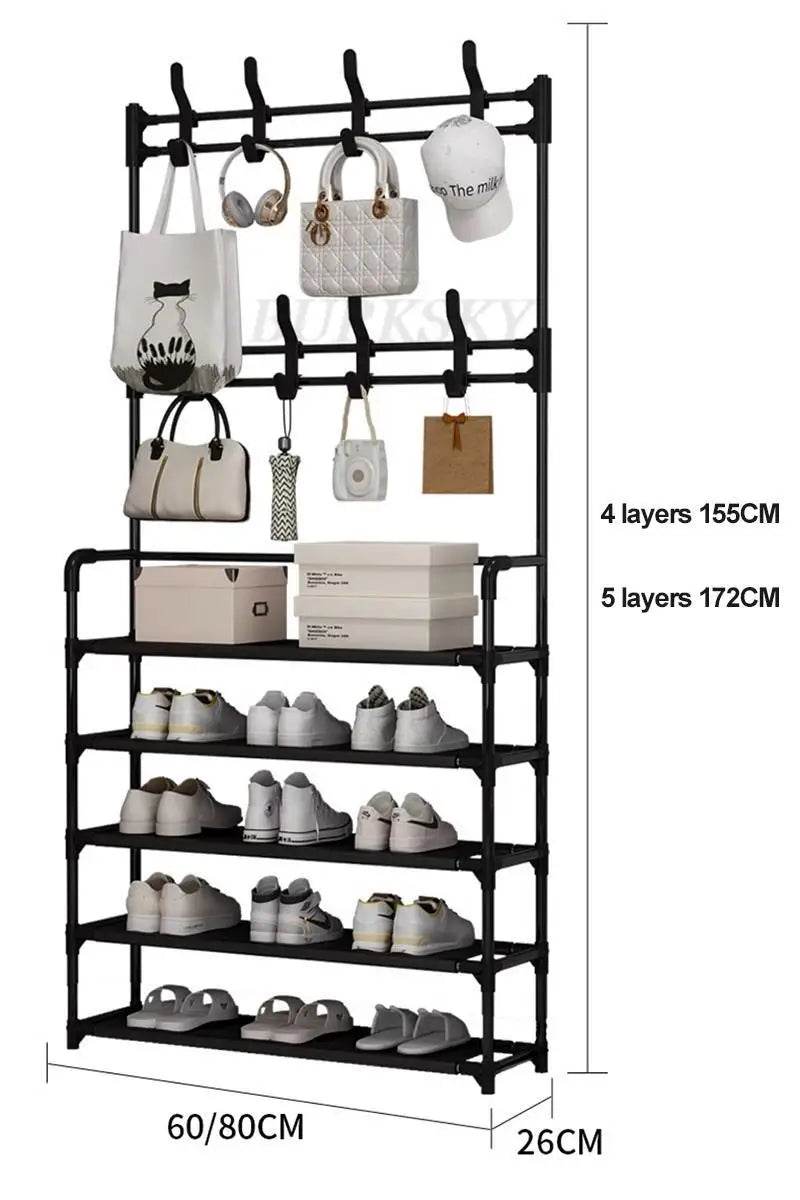 Multi Layer Shoe Rack Coat Storage & DIY Clothes Hanger
