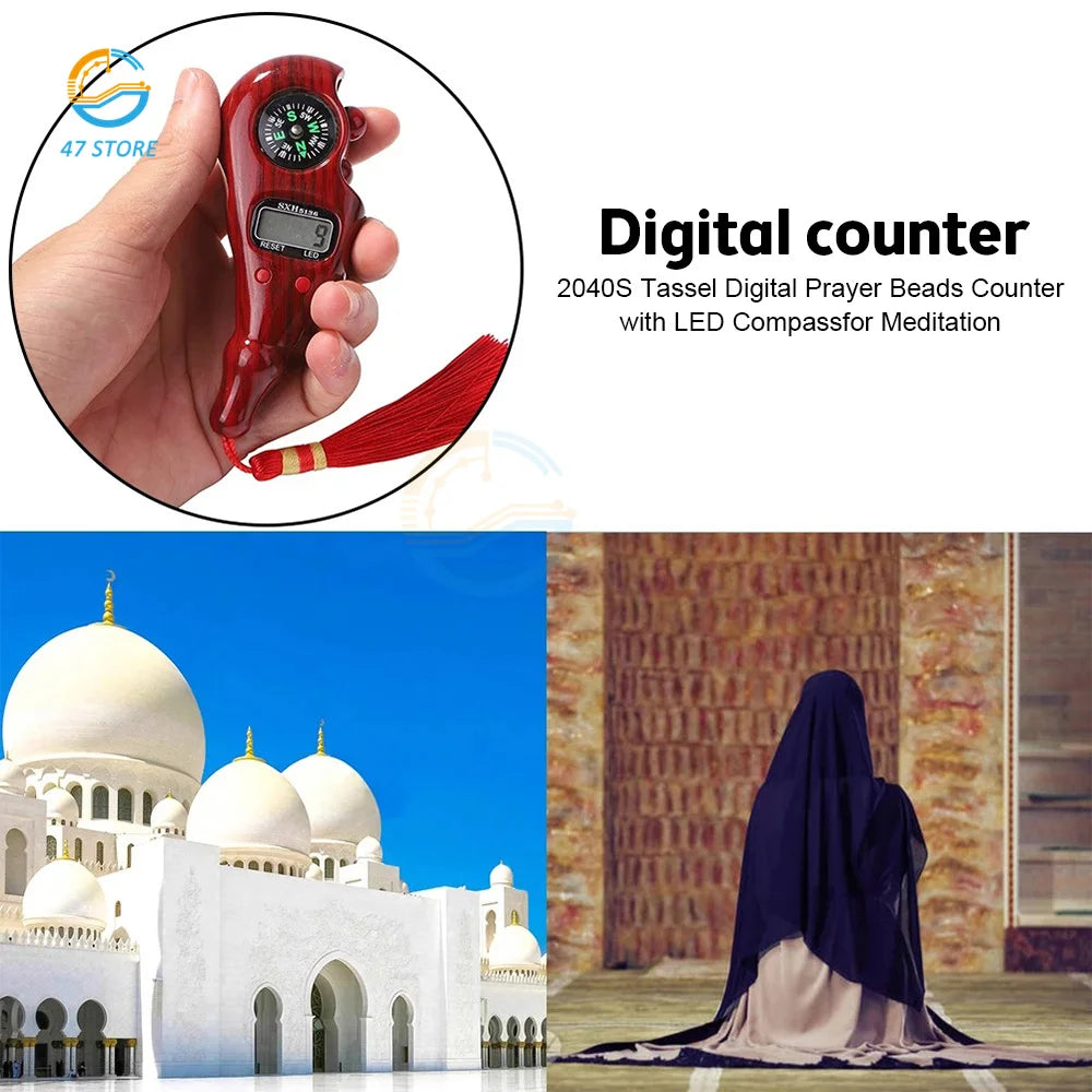 Electronic Digital Tally Counter with Compass Tassel Finger