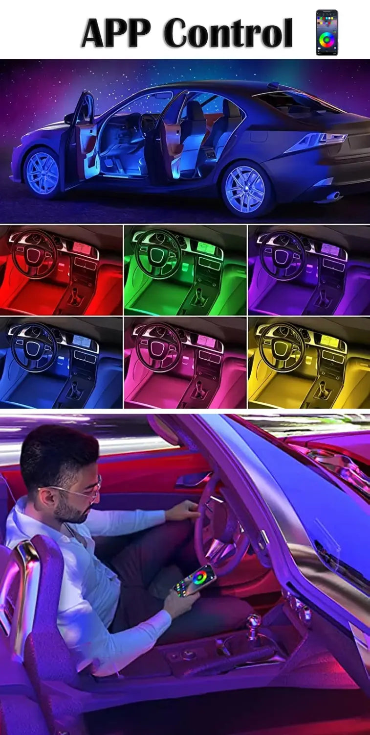 Neon LED Car Interior Light with Music Control Function