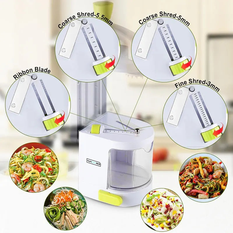 4 IN 1 Vegetable Spiralizer & Noodle Maker with Suction Cup Cutter Slicer