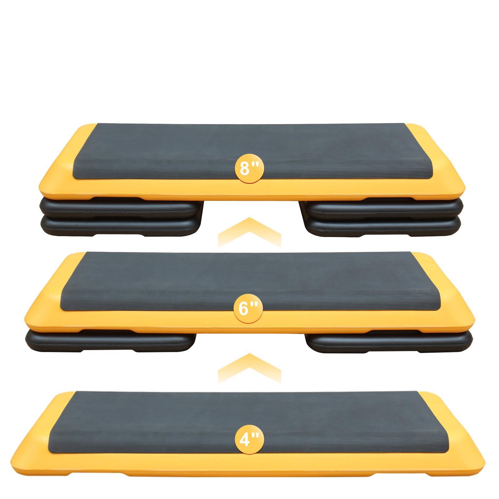 Adjustable Aerobic Stepper Fitness With 4 Lifts And Exercise Platform Trainer Black and yellow