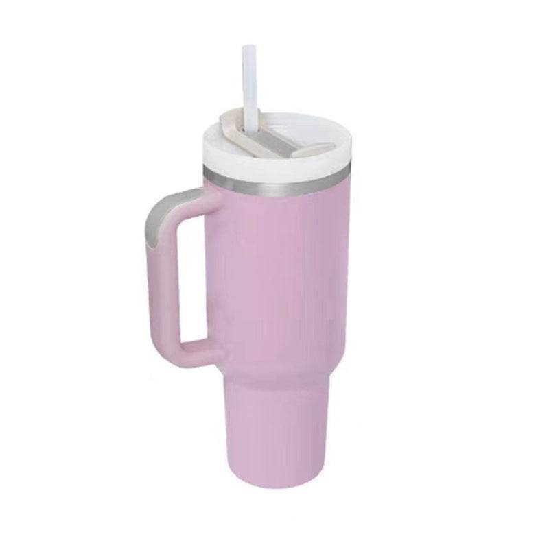 40 Oz Tumbler With Handle Straw Insulated Stainless Steel Spill Proof Vacuum Coffee Cup Lid Tapered Mug Gifts