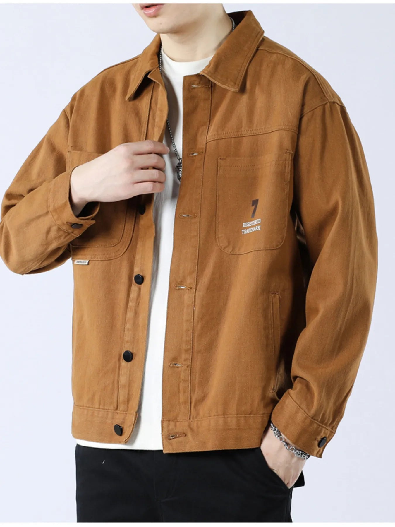 Men’s Full Size Button Up Long Sleeve Shacket Plus Khaki / S