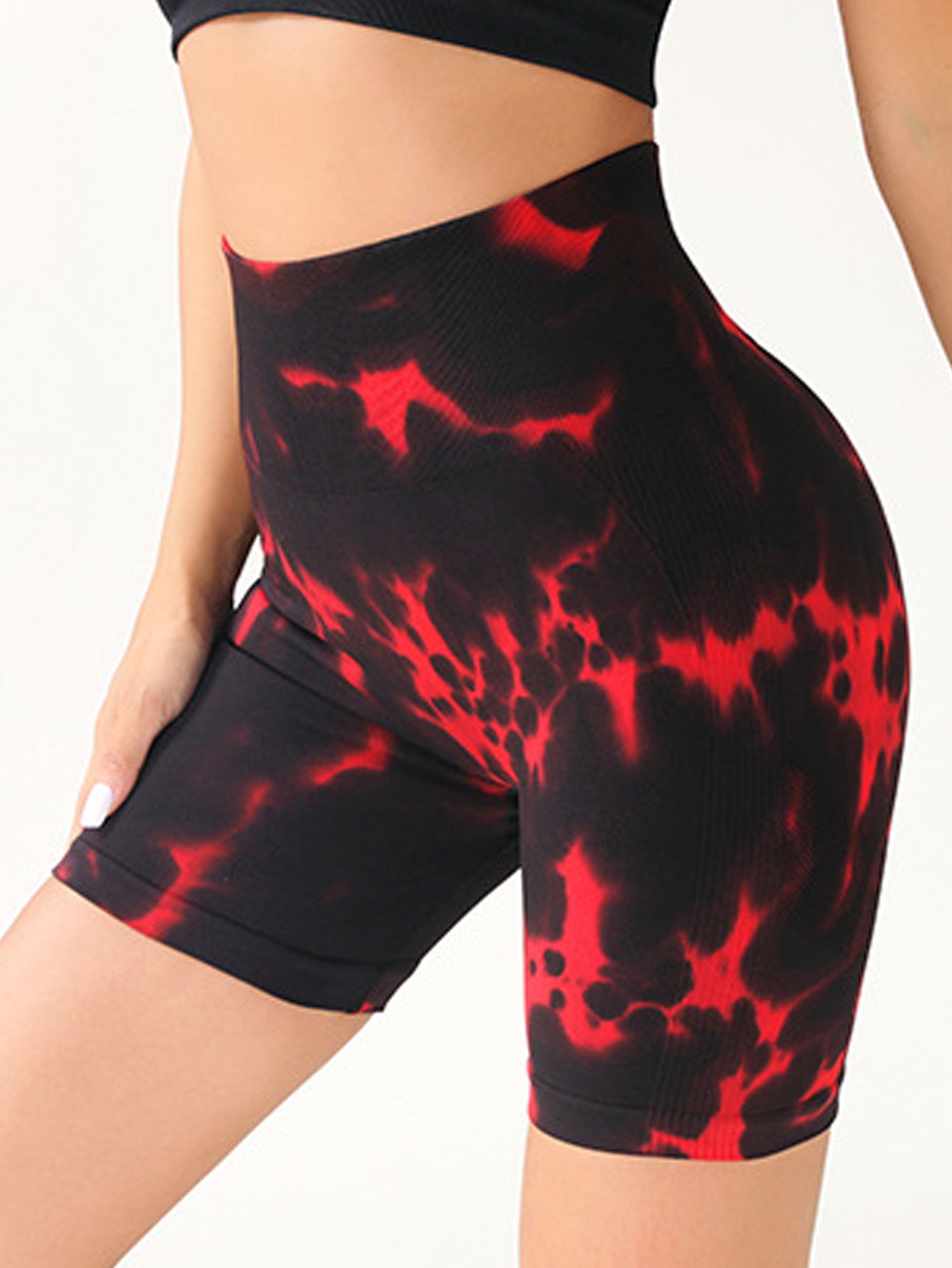 High Waist Tummy Control Yoga Shorts For Women Tie Dye Ruched Booty Lifting Workout Fitness Hip Sports Activewear Gym