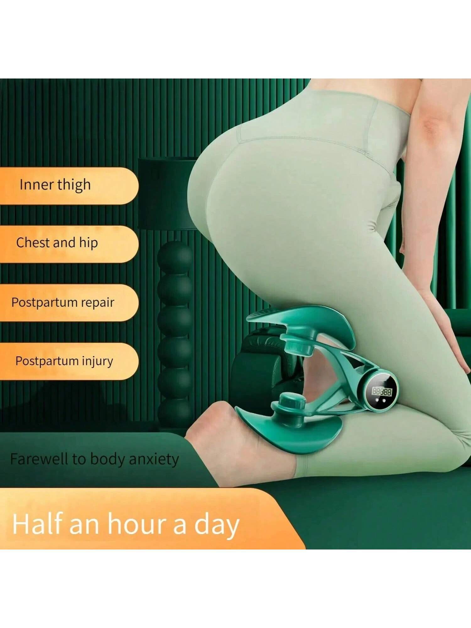 Inner Thigh Exerciser And Pelvic Floor Kegel Trainer With Resistance Bands LED Counter 3 Intensity Levels Home Gym