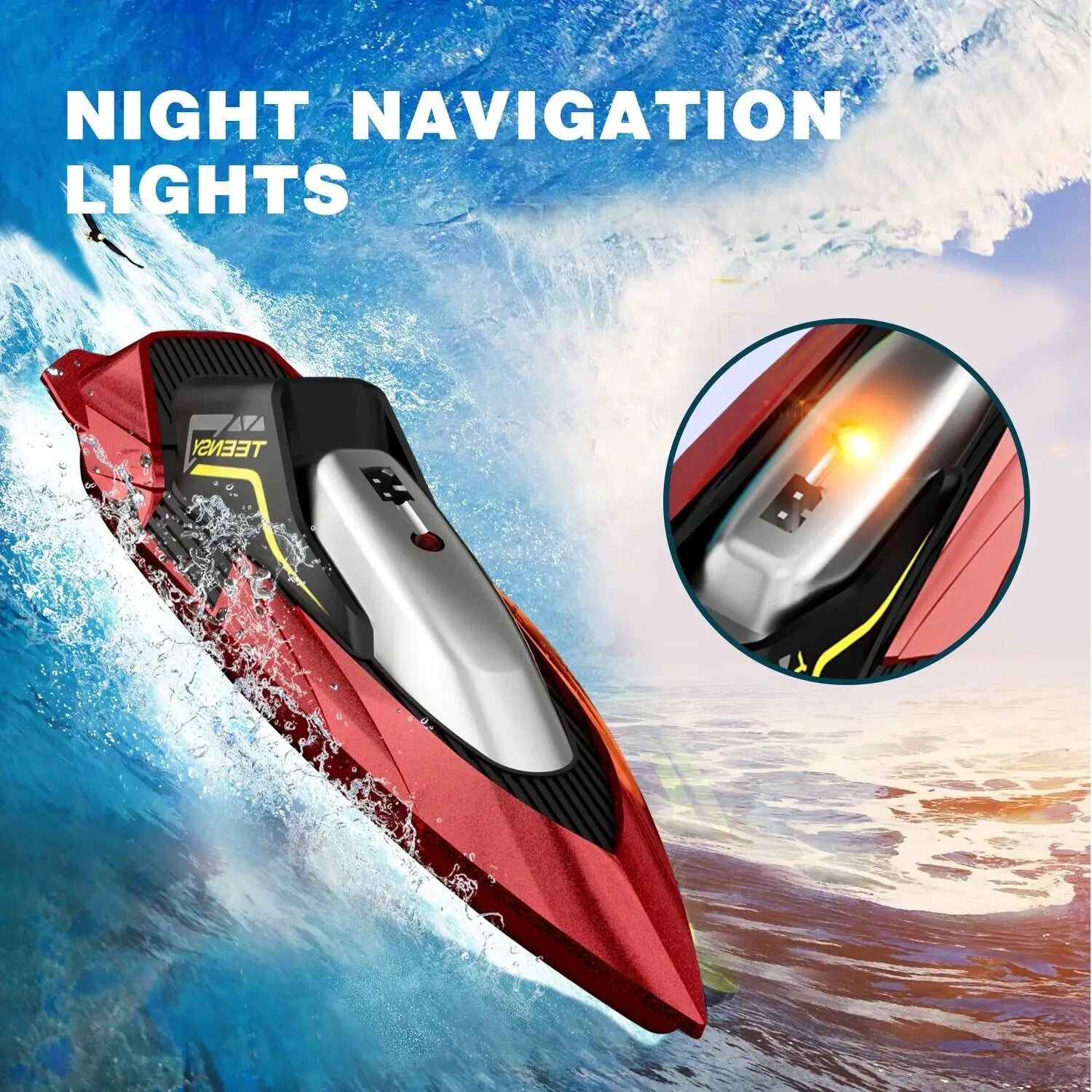 4DRC S5 Fast RC Boat For Pools And Lakes 2.4 GHz 20 MPH Racing Boats Kids