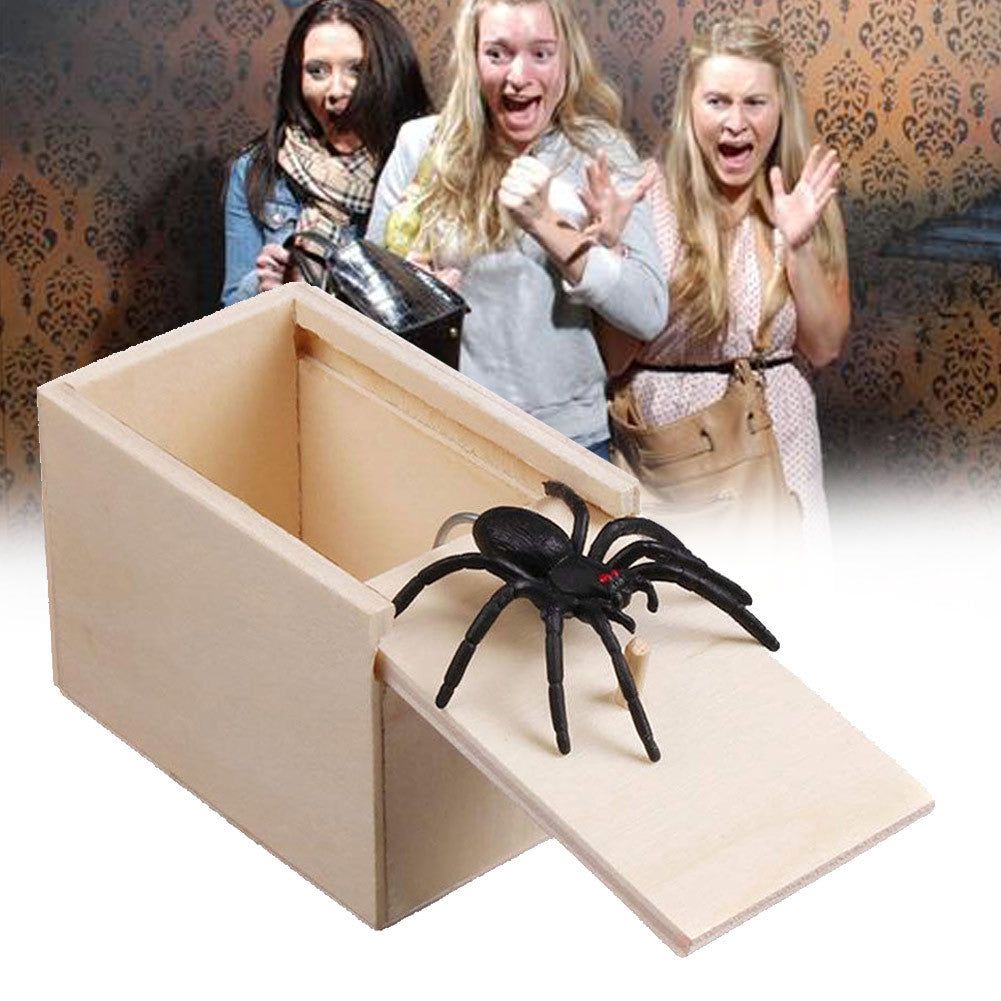 Prank Spider Wooden Scare Box Trick Play Joke Lifelike Surprise April Fools’ Day Funny Novelty Toys Gags Practical Gifts