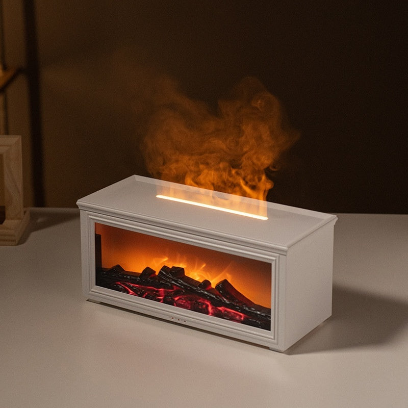Simulation 3d Fireplace Flame Aroma Diffuser Household Desk White