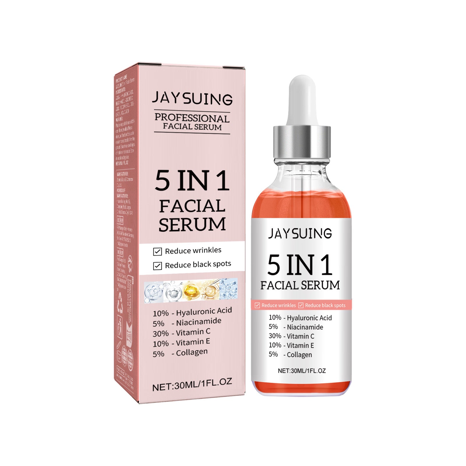 5 In 1 Facial Serum,30 Vitamin C Face Serum,Anti Aging Reduces Wrinkles Hydrating Collagen Serum